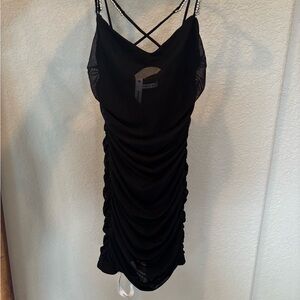 Lucy in the Sky Black Ruched Mini Dress